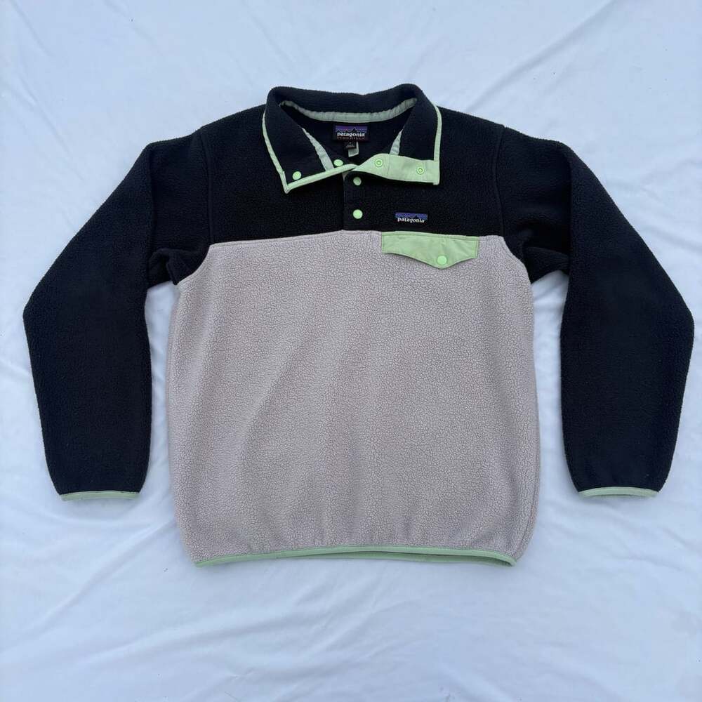 Patagonia Synchilla Snap-T Fleece Pullover Women's Small Black Gray Green